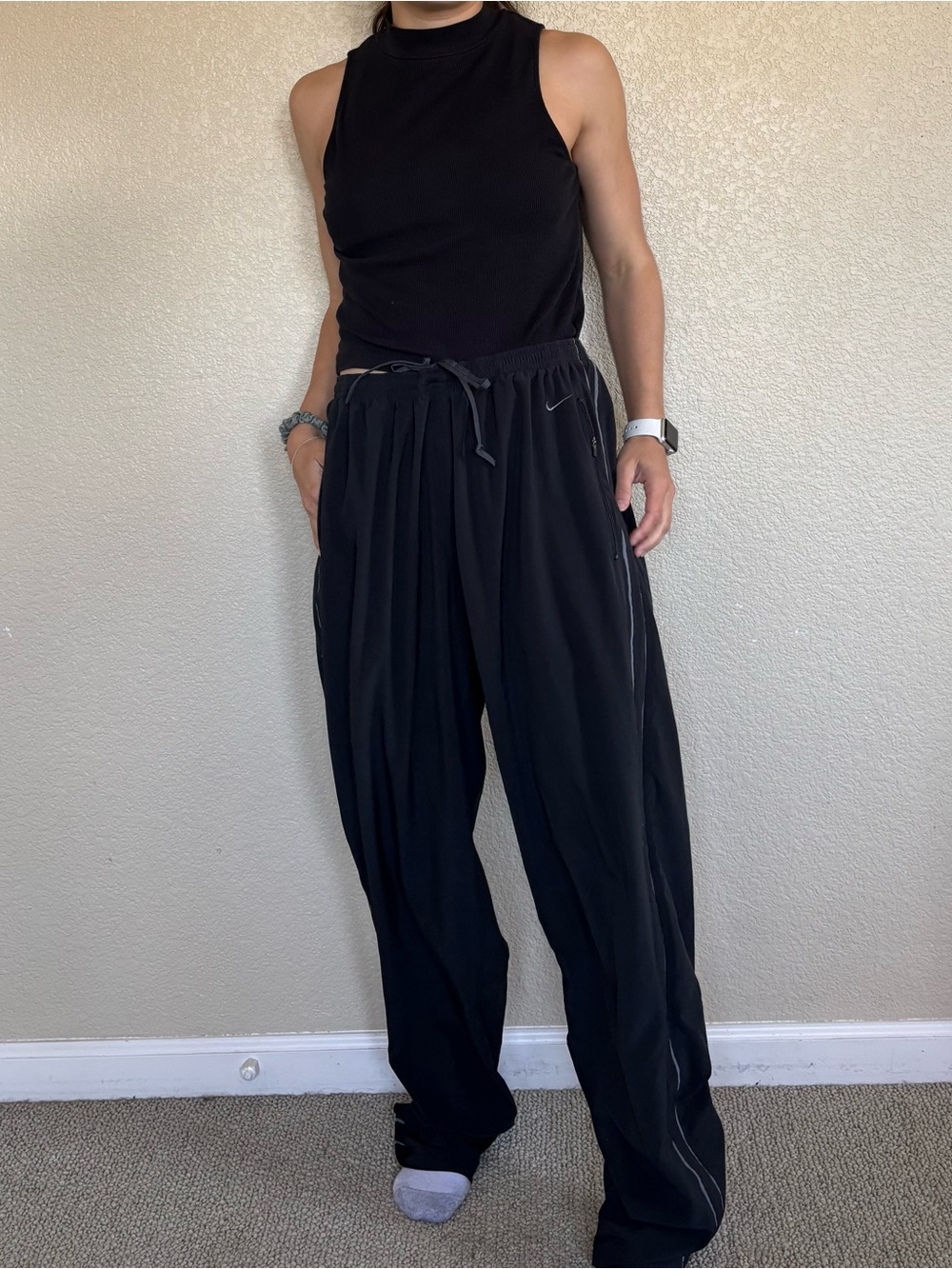 Vintage Black Nike Striped Sweatpants